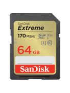 SanDisk Extreme® SDXC™ 64GB memóriakártya (UHS-I) (V30) (U3) (C10) (170MB/s) (00121579)