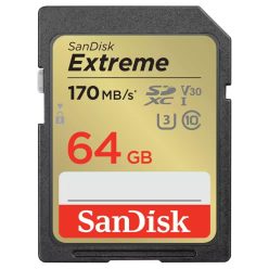   SanDisk Extreme® SDXC™ 64GB memóriakártya (UHS-I) (V30) (U3) (C10) (170MB/s) (00121579)