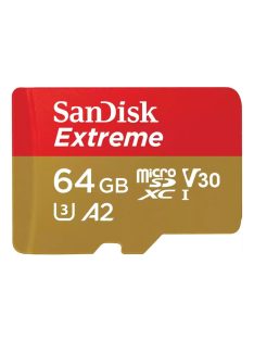   SanDisk Extreme® microSDXC™ 64GB memóriakártya + adapter (UHS-I) (V30) (U3) (A2) (C10) (170MB/s) (00121585)