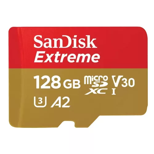 SanDisk Extreme® microSDXC™ 128GB memóriakártya + adapter (UHS-I) (V30) (U3) (A2) (C10) (190MB/s) (00121586)