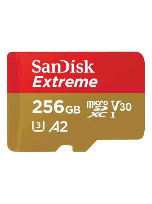 SanDisk Extreme® microSDXC™ 256GB memóriakártya + adapter (UHS-I) (V30) (U3) (A2) (C10) (190MB/s) (00121587)