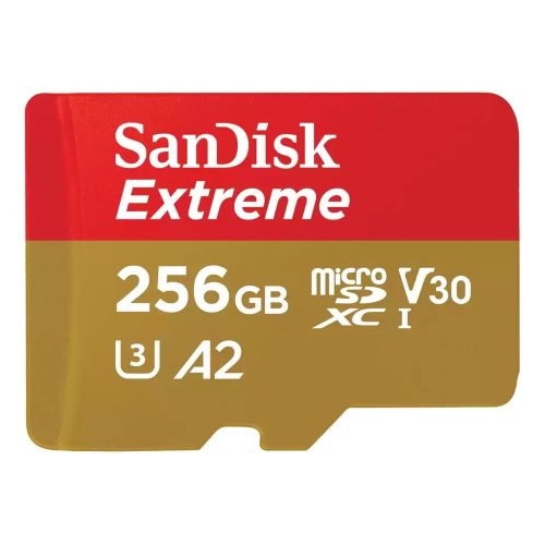 SanDisk Extreme® microSDXC™ 256GB memóriakártya + adapter (UHS-I) (V30) (U3) (A2) (C10) (190MB/s) (00121587)