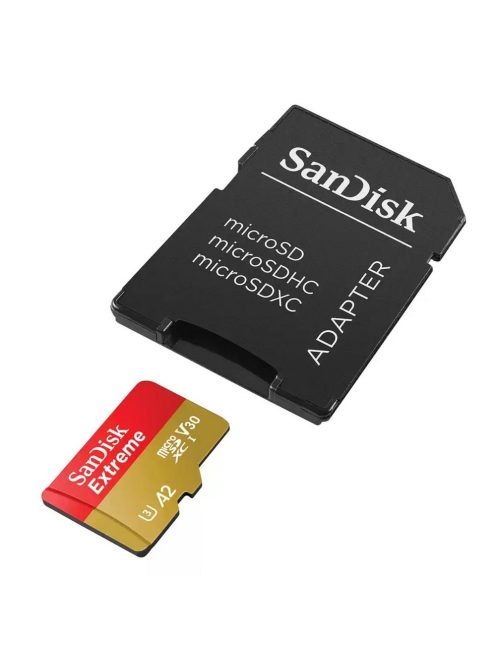 SanDisk Extreme® microSDXC™ 256GB memóriakártya + adapter (UHS-I) (V30) (U3) (A2) (C10) (190MB/s) (00121587)