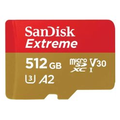   SanDisk Extreme® microSDXC™ 512GB memóriakártya + adapter (UHS-I) (V30) (U3) (A2) (C10) (190MB/s) (00121589)