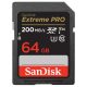 SanDisk Extreme® PRO SDXC™ 64GB memóriakártya (UHS-I) (V30) (U3) (C10) (200MB/s) (00121595)