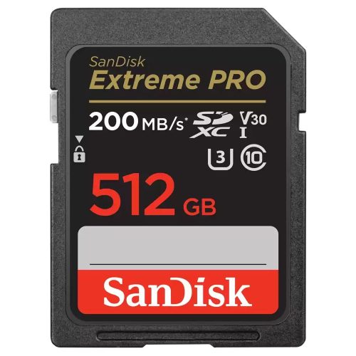 SanDisk Extreme® PRO SDXC™ 512GB memóriakártya (UHS-I) (V30) (U3) (C10) (200MB/s) (00121598)