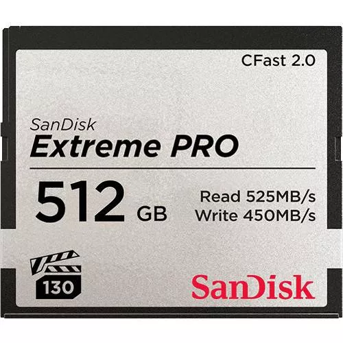 SanDisk Extreme PRO® CFast™ 2.0 512GB memóriakártya (VPG-130) (525MB/s) (00173409)