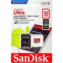   SanDisk Ultra® microSDXC™ 32GB memóriakártya + adapter (UHS-I) (120MB/s) (Class10) (A1) (00186503)
