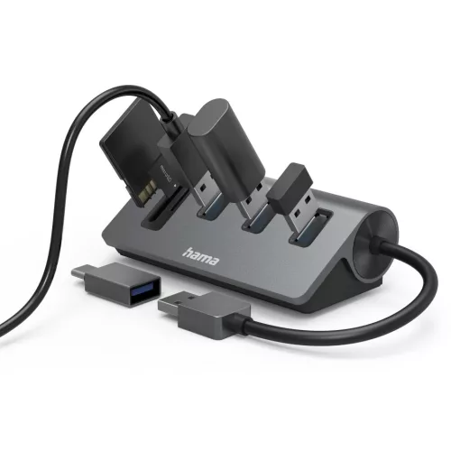 Hama USB HUB // kártya olvasó (USB-C // USB-A) (00200140)