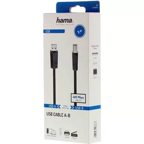 Hama USB kábel (USB-A // USB-B) (3m) (480Mbps) (00200603)