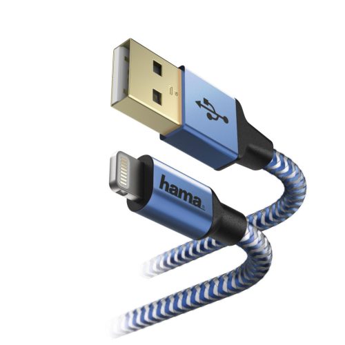 Hama "REFLECTIVE" (USB-A // LIGHTNING) (1.5m) (blue) (00201553)