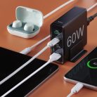 Hama USB hálózati töltő állomás (2x USB-A + 2x USB-C) "PD/QC" (60W) (00201628)