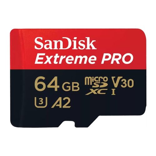 SanDisk Extreme® PRO microSDXC™ 64GB memóriakártya + adapter (UHS-I) (V30) (U3) (A2) (200MB/s) (00214503)