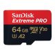SanDisk Extreme® PRO microSDXC™ 64GB memóriakártya + adapter (UHS-I) (V30) (U3) (A2) (200MB/s) (00214503)