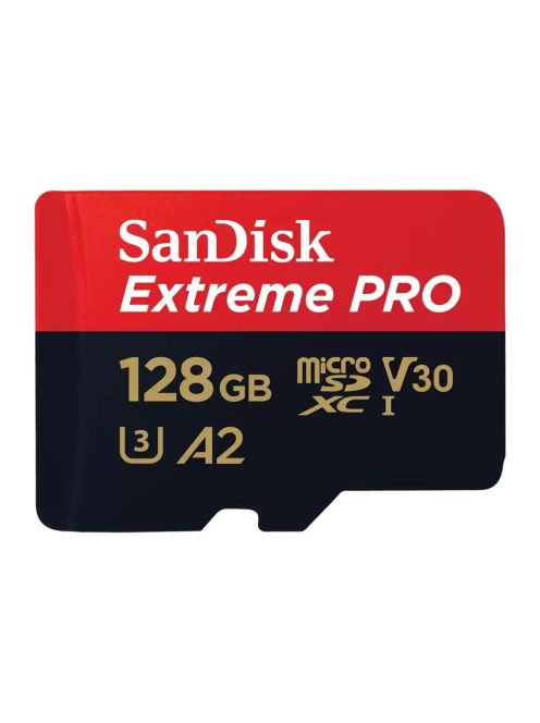 SanDisk Extreme® PRO microSDXC™ 128GB memóriakártya + adapter (UHS-I) (V30) (U3) (A2) (C10) (200MB/s) (00214504)