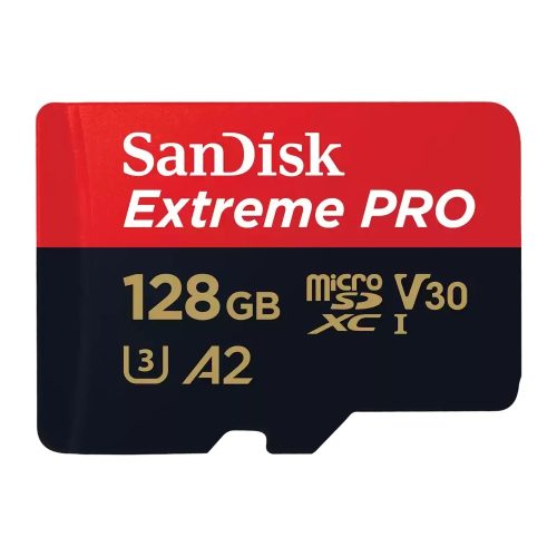 SanDisk Extreme® PRO microSDXC™ 128GB memóriakártya + adapter (UHS-I) (V30) (U3) (A2) (200MB/s) (00214504)