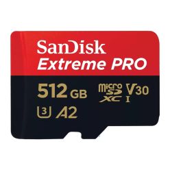   SanDisk Extreme® PRO microSDXC™ 512GB memóriakártya + adapter (UHS-I) (V30) (U3) (A2) (200MB/s) (00214507)