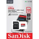 SanDisk Ultra® microSDXC™ 128GB memóriakártya + adapter (UHS-I) (140MB/s) (Class10) (A1) (00215422)