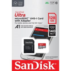   SanDisk Ultra® microSDXC™ 128GB memóriakártya + adapter (UHS-I) (140MB/s) (Class10) (A1) (00215422)