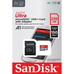   SanDisk Ultra® microSDXC™ 256GB memóriakártya + adapter (UHS-I) (150MB/s) (Class10) (A1) (00215423)