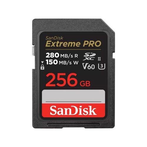 SanDisk Extreme® PRO® SDXC™ 256GB memóriakártya (UHS-II) (U3) (V60) (280MB/s) (00215493)