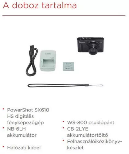 Canon PowerShot SX610HS (3 színben) (fehér) (WiFi + NFC)