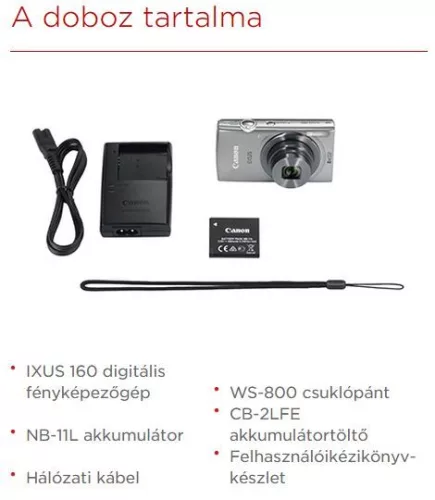 Canon IXUS 160 (4 színben) (fehér)
