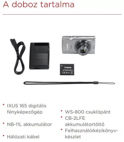 Canon Ixus 165 (2 színben) (ezüst)