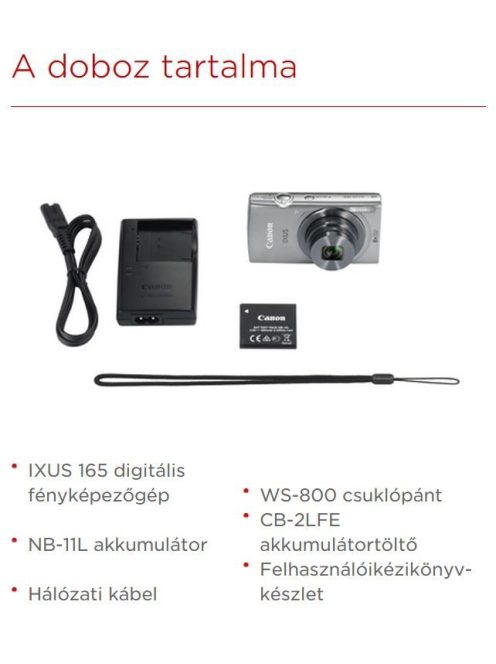 Canon Ixus 165 Essentials kit (2 színben) (piros)