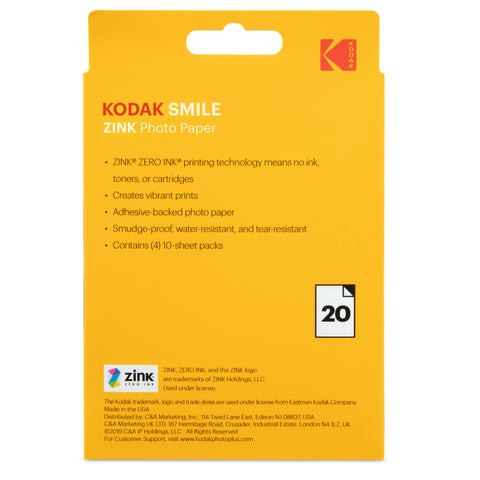 KODAK Zink Photo Paper 3x4" (8,9x10,8cm) (20 lap) (RODZL3X420)