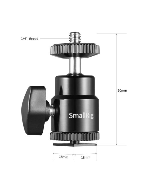 SmallRig mini gömbfej 1/4-es csatlakozással, vakupapucs adapterrel (2db) (2059)