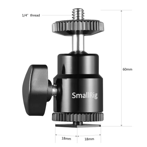 SmallRig mini gömbfej 1/4-es csatlakozással, vakupapucs adapterrel (2db) (2059)