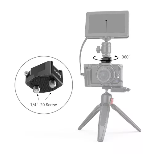 SmallRig Rotatable Cold Shoe Mount Adapter (Two 1/4"-20 Screws) (2819)