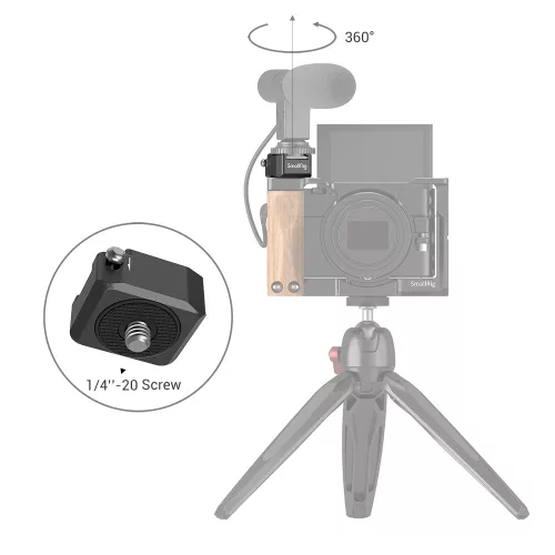 SmallRig Rotatable Cold Shoe Mount Adapter (Single 1/4"-20 Screw) (2935)