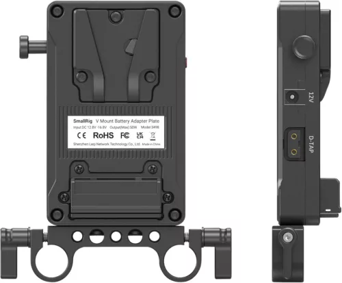 SmallRig 3498 Battery Adapter Plate V-Mount (Basic Version) with Dual Rod Clamp