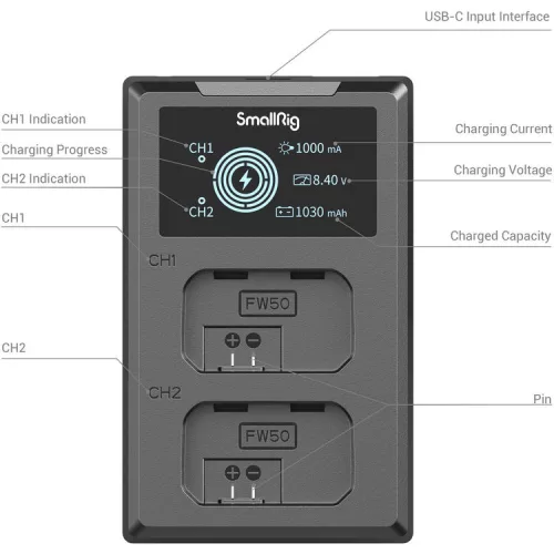 SmallRig 3818 NP-FW50 Battery & Charger Kit