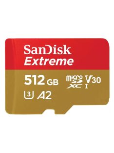   SanDisk Extreme® microSDXC™ 512GB memóriakártya + adapter (UHS-I) (V30) (U3) (A2) (C10) (190MB/s) (121589)