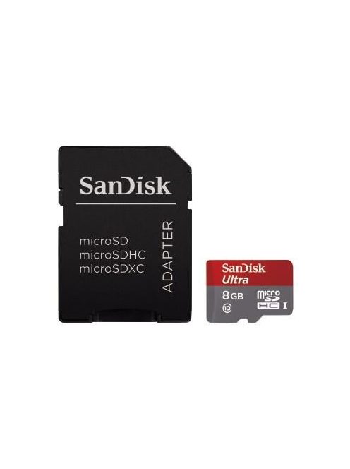 SanDisk micro SDHC 8 GB memóriakártya (Cl10) + Adapter