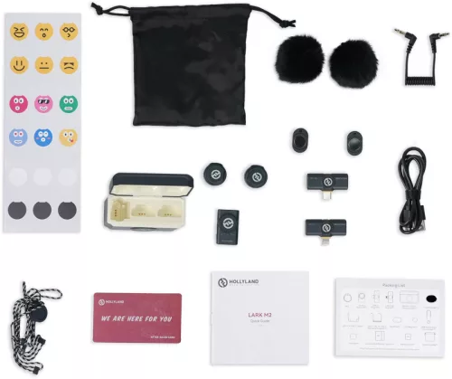 HOLLYLAND LARK M2 "COMBO" Wireless Lavalier Microphone (Duo, Shine Charcoal) 