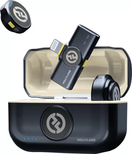 HOLLYLAND LARK M2 "LIGHTNING" Wireless Lavalier Microphone (Duo, Shine Charcoal) 