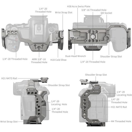 SmallRig 4977 HawkLock Quick Release Cage (for Canon EOS R5 mark II)