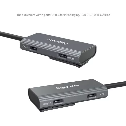 SmallRig 4598 USB-C Hub 4-in-1 PD/USB-C 3.1/USB-C 2.0 with Audio Adapter