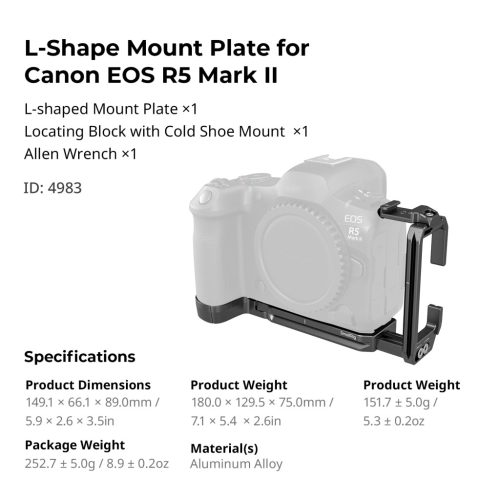 SmallRig 4983 L-Shape Mount Plate (for Canon EOS R5 mark II)