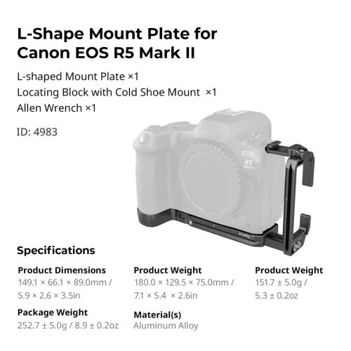 SmallRig 4983 L-Shape Mount Plate (for Canon EOS R5 mark II)