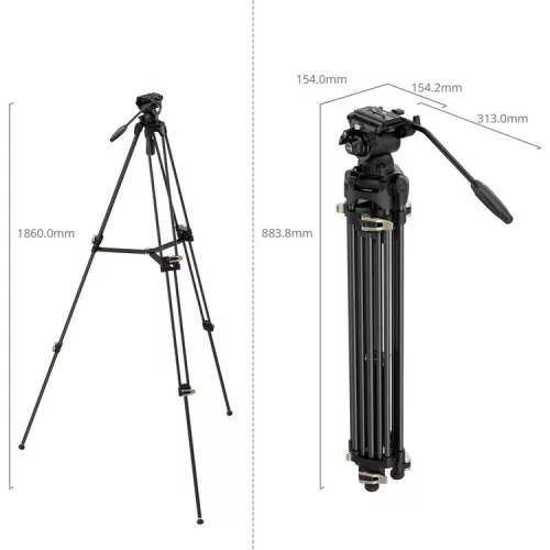 SmallRig 4686 Heavy-Duty Fluid Head Video Tripod Kit AD-01S