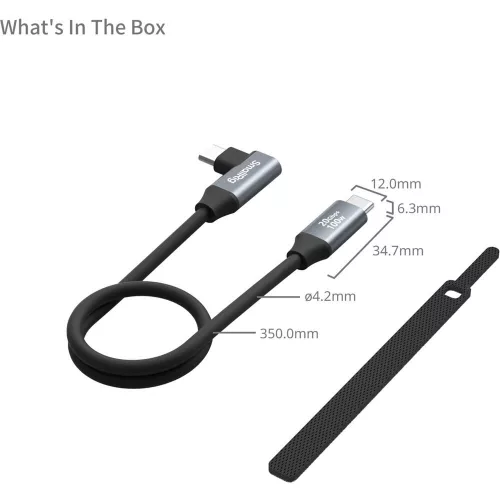 SmallRig 4790 USB-C /// USB-C kábel (35cm/13,8in) (egyenes/sarok)