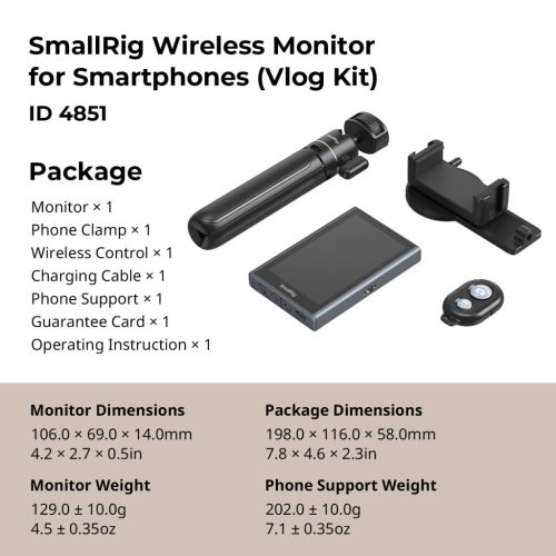 SmallRig 4851B Wireless Video Monitor for Phone (Vlog KIT)