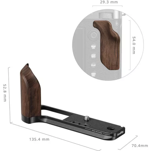 SmallRig 5266 L-Shape Mount Plate with Wooden Handle for FUJIFILM GFX100RF Black