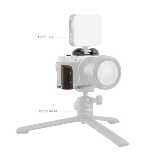 SmallRig 5261 L-Shape Mount Plate with Wooden Handle (for Fujifilm X-M5) (silver)