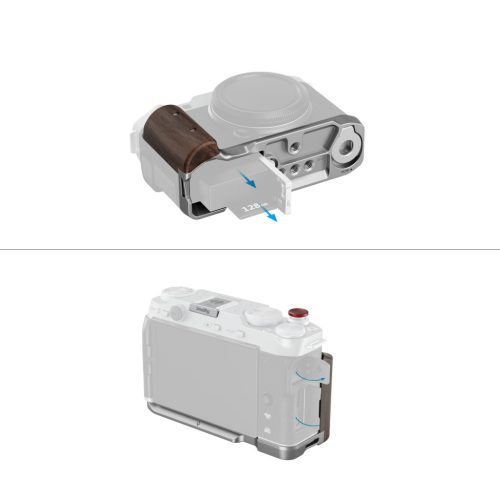 SmallRig 5261 L-Shape Mount Plate with Wooden Handle (for Fujifilm X-M5) (silver)